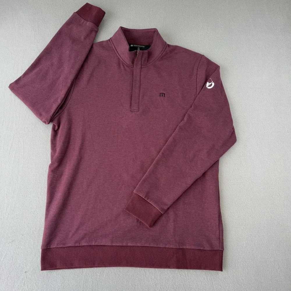 Travis Mathew Cloud Quarter Zip 2.0 Pullover Men XL Dark Red Fleece Golf Sweater